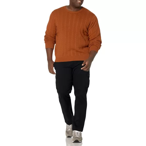 Amazon Essentials Mens Crewneck Cable Cotton SweaterRust