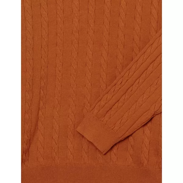 Amazon Essentials Mens Crewneck Cable Cotton SweaterRust