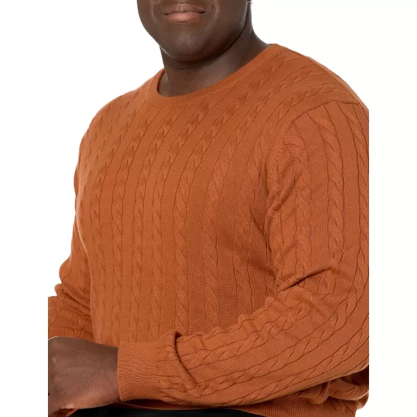 Amazon Essentials Mens Crewneck Cable Cotton SweaterRust