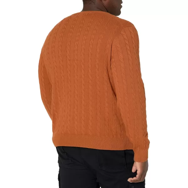 Amazon Essentials Mens Crewneck Cable Cotton SweaterRust