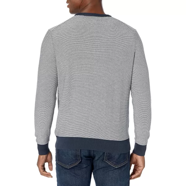 Amazon Essentials Mens Crewneck Sweater Available in Big amp TallNavy White Micro Stripe