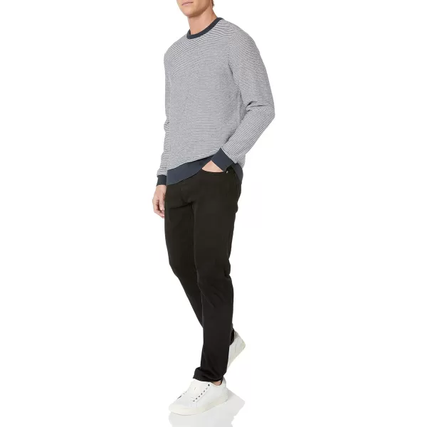Amazon Essentials Mens Crewneck Sweater Available in Big amp TallNavy White Micro Stripe
