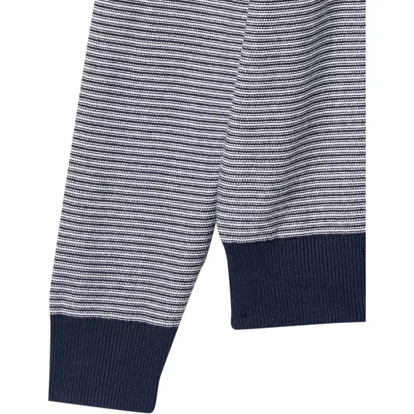 Amazon Essentials Mens Crewneck Sweater Available in Big amp TallNavy White Micro Stripe