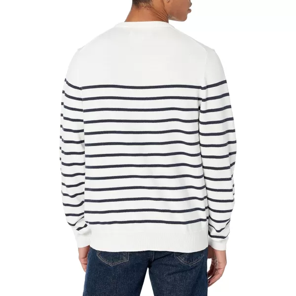 Amazon Essentials Mens Crewneck Sweater Available in Big amp TallWhiteNavy Stripe