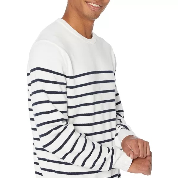 Amazon Essentials Mens Crewneck Sweater Available in Big amp TallWhiteNavy Stripe