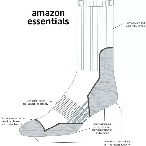 Amazon Essentials Mens Cushioned Hiking Crew Socks 3 PairsCharcoalBlack