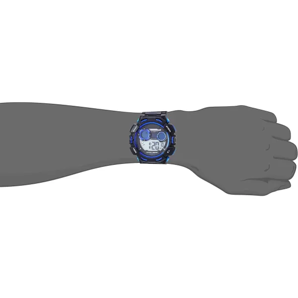 Amazon Essentials Mens Digital Chronograph Black Resin Strap WatchBlackBlue