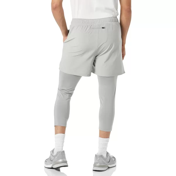 Amazon Essentials Mens Double Layered Woven Moisture Wicking Running Shorts22u201D Interior Inseam Light Grey