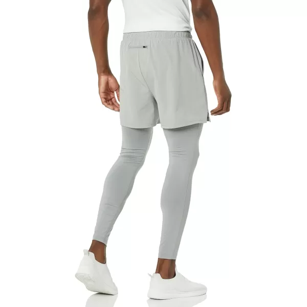 Amazon Essentials Mens Double Layered Woven Moisture Wicking Running Shorts28u201D Interior Inseam Light Grey