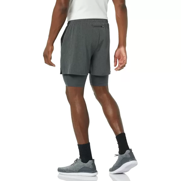 Amazon Essentials Mens Double Layered Woven Moisture Wicking Running Shorts9u201D Interior Inseam Charcoal