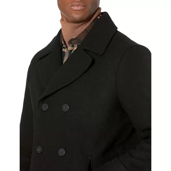 Amazon Essentials Mens DoubleBreasted Heavyweight Wool Blend PeacoatBlack