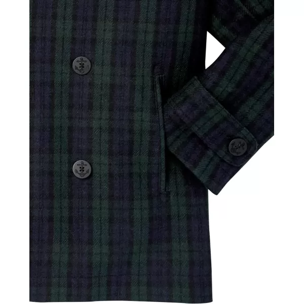 Amazon Essentials Mens DoubleBreasted Heavyweight Wool Blend PeacoatBlack Plaid