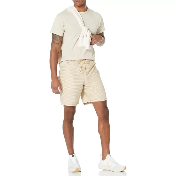 Amazon Essentials Mens Drawstring Walk Short Available in Plus SizeKhaki Brown Stripe