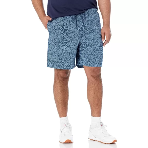 Amazon Essentials Mens Drawstring Walk Short Available in Plus SizeNavyIndigo Palm Tree