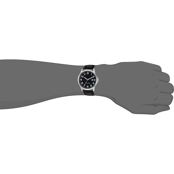 Amazon Essentials Mens Easy to Read Strap WatchBlackSilver