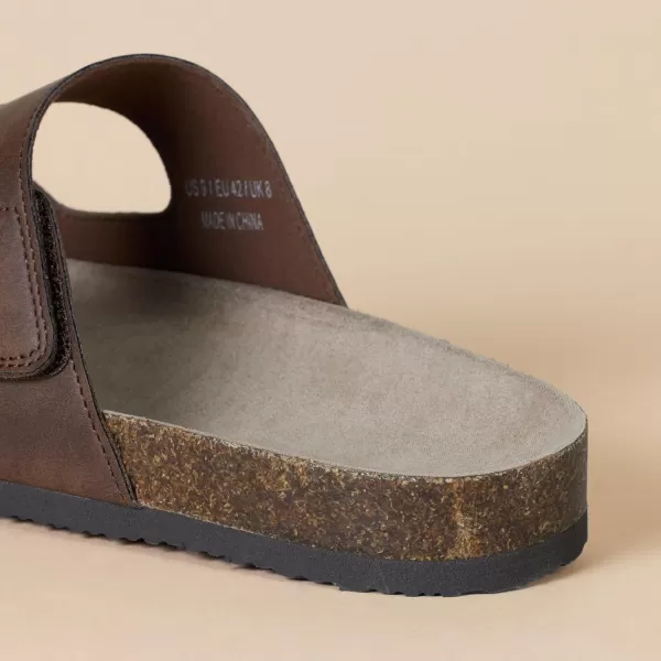 Amazon Essentials Mens Faux Cork Slide SandalBrown