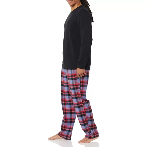 Amazon Essentials Mens Flannel Pajama Set Available in Big amp TallBlack Blue Mixed Tartan