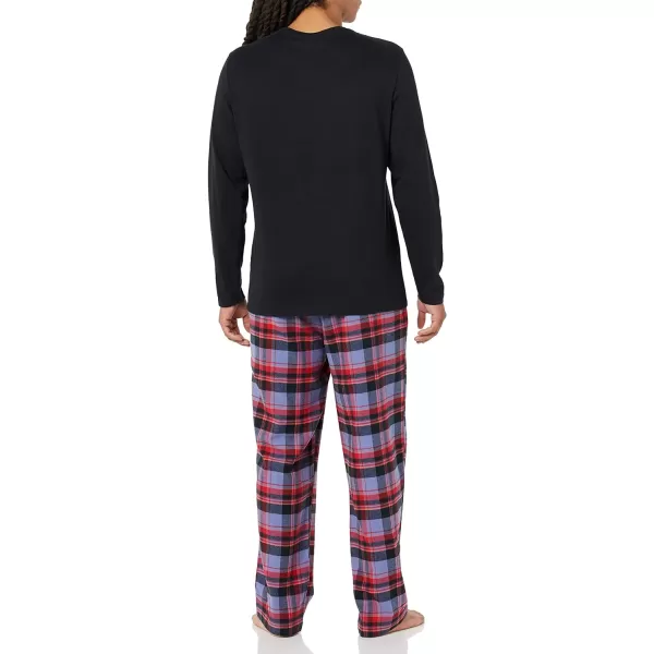 Amazon Essentials Mens Flannel Pajama Set Available in Big amp TallBlack Blue Mixed Tartan