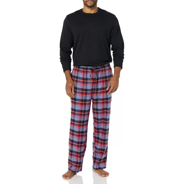 Amazon Essentials Mens Flannel Pajama Set Available in Big amp TallBlack Blue Mixed Tartan