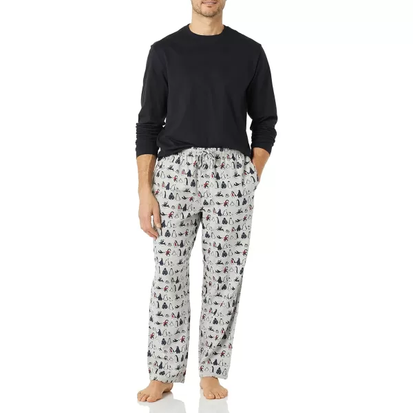 Amazon Essentials Mens Flannel Pajama Set Available in Big amp TallBlackPenguin