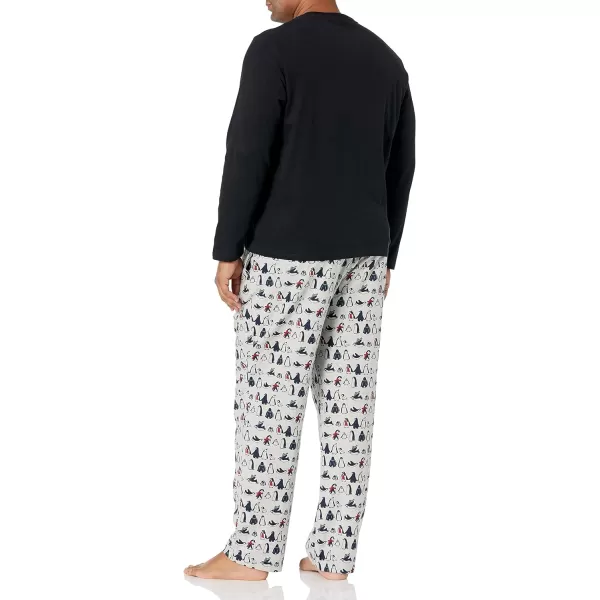 Amazon Essentials Mens Flannel Pajama Set Available in Big amp TallBlackPenguin