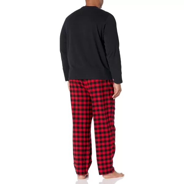 Amazon Essentials Mens Flannel Pajama Set Available in Big amp TallBlackRed Buffalo Plaid