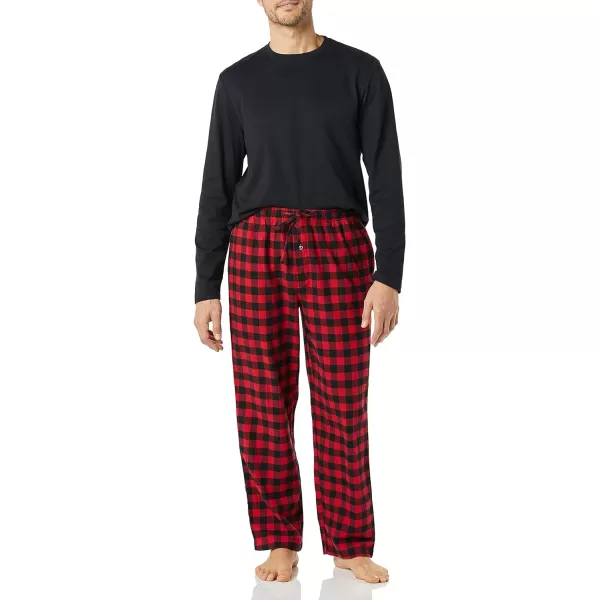 Amazon Essentials Mens Flannel Pajama Set Available in Big amp TallBlackRed Buffalo Plaid