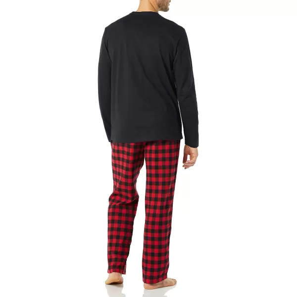 Amazon Essentials Mens Flannel Pajama Set Available in Big amp TallBlackRed Buffalo Plaid