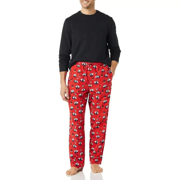 Amazon Essentials Mens Flannel Pajama Set Available in Big amp TallBlackRed Panda