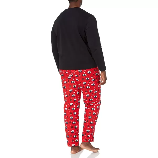 Amazon Essentials Mens Flannel Pajama Set Available in Big amp TallBlackRed Panda