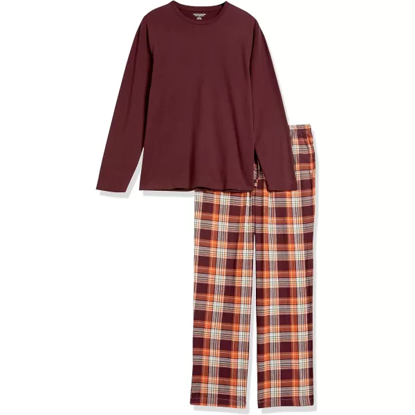 Amazon Essentials Mens Flannel Pajama Set Available in Big amp TallBurgundy Plaid