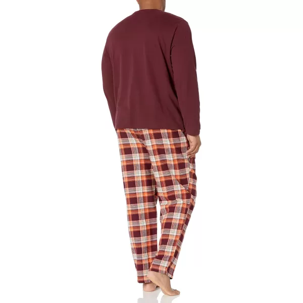 Amazon Essentials Mens Flannel Pajama Set Available in Big amp TallBurgundy Plaid