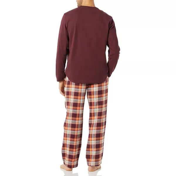 Amazon Essentials Mens Flannel Pajama Set Available in Big amp TallBurgundy Plaid