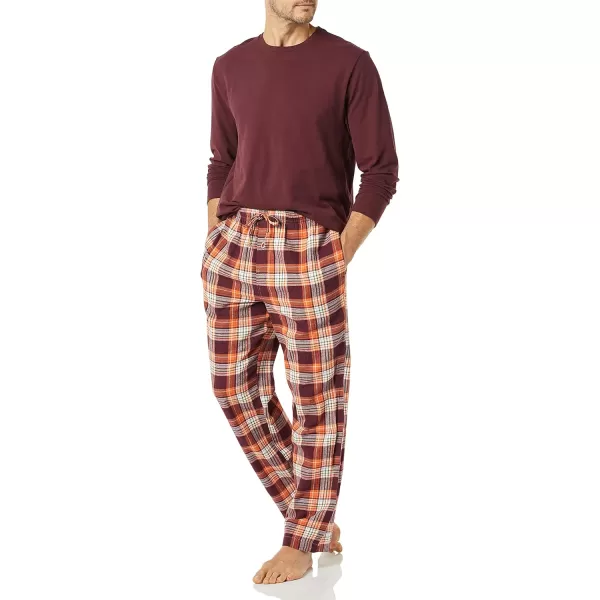 Amazon Essentials Mens Flannel Pajama Set Available in Big amp TallBurgundy Plaid