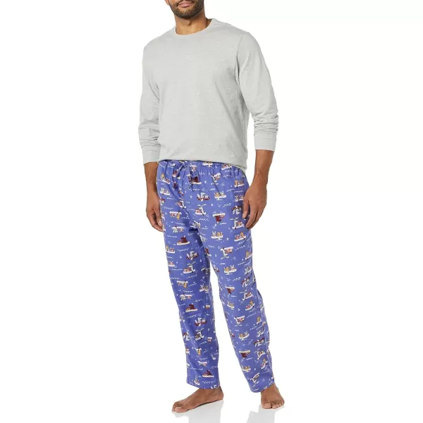 Amazon Essentials Mens Flannel Pajama Set Available in Big amp TallGrey Heather Boat Party