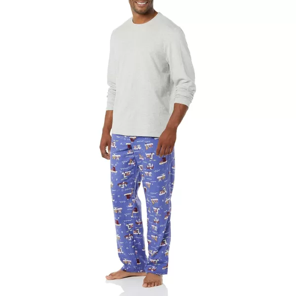 Amazon Essentials Mens Flannel Pajama Set Available in Big amp TallGrey Heather Boat Party