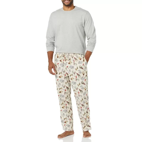 Amazon Essentials Mens Flannel Pajama Set Available in Big amp TallGrey Heather Party Animals