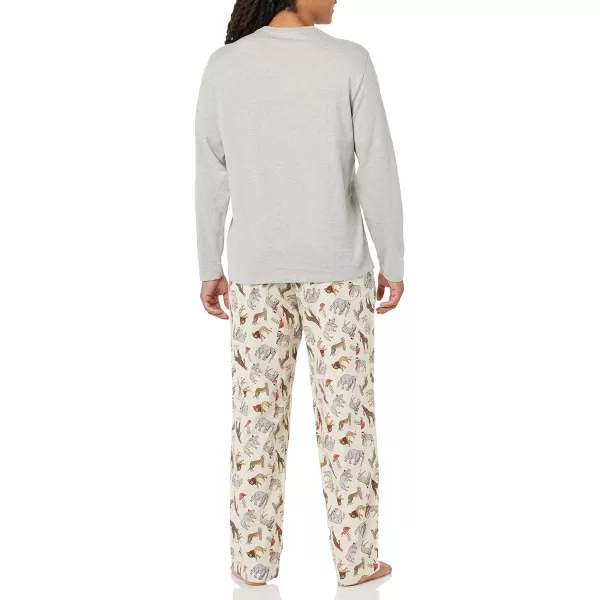 Amazon Essentials Mens Flannel Pajama Set Available in Big amp TallGrey Heather Party Animals