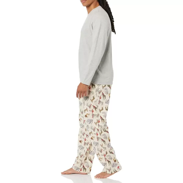 Amazon Essentials Mens Flannel Pajama Set Available in Big amp TallGrey Heather Party Animals