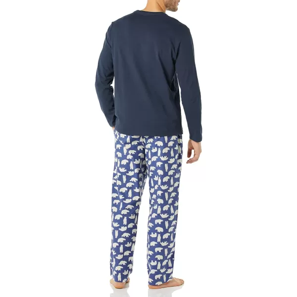 Amazon Essentials Mens Flannel Pajama Set Available in Big amp TallNavy Polar Bear