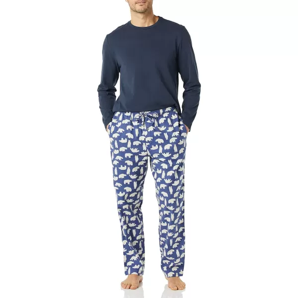 Amazon Essentials Mens Flannel Pajama Set Available in Big amp TallNavy Polar Bear