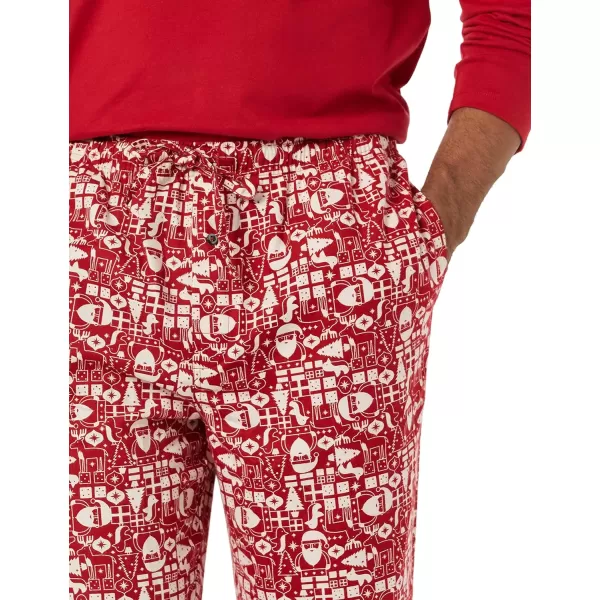 Amazon Essentials Mens Flannel Pajama Set Available in Big amp TallRed Mono Santa