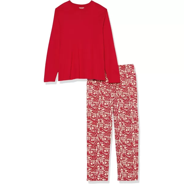 Amazon Essentials Mens Flannel Pajama Set Available in Big amp TallRed Mono Santa