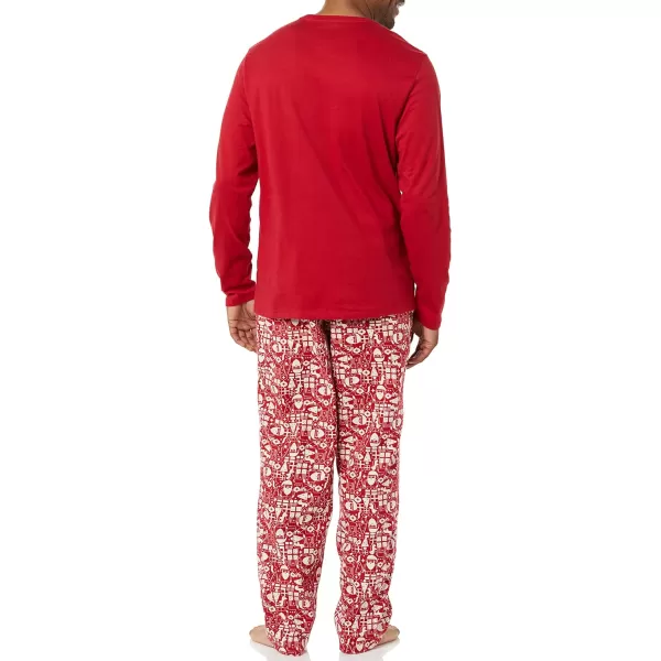 Amazon Essentials Mens Flannel Pajama Set Available in Big amp TallRed Mono Santa