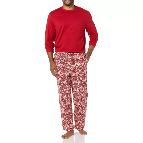 Amazon Essentials Mens Flannel Pajama Set Available in Big amp TallRed Mono Santa