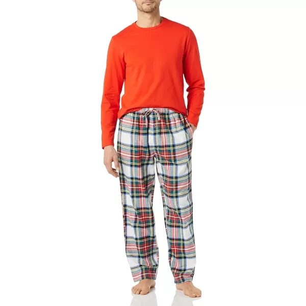 Amazon Essentials Mens Flannel Pajama Set Available in Big amp TallRed Tartan Plaid