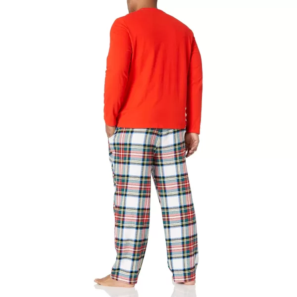 Amazon Essentials Mens Flannel Pajama Set Available in Big amp TallRed Tartan Plaid