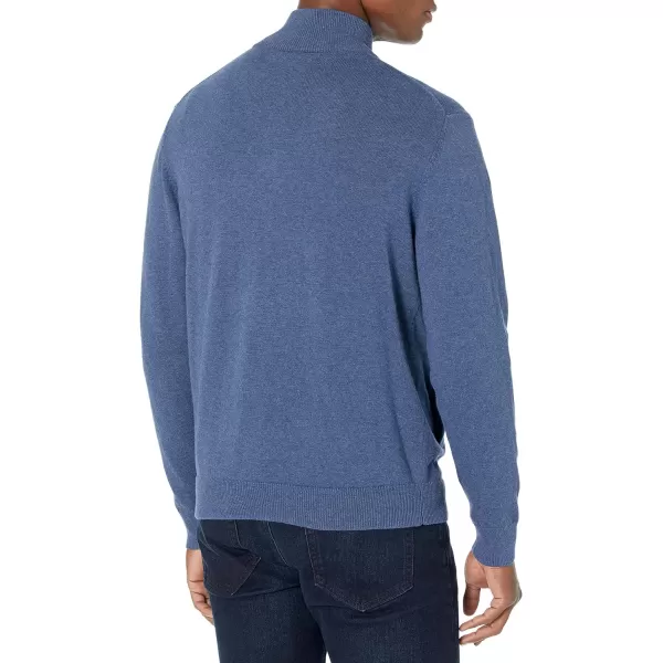 Amazon Essentials Mens FullZip Cotton SweaterBlue Heather