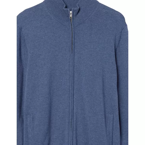 Amazon Essentials Mens FullZip Cotton SweaterBlue Heather