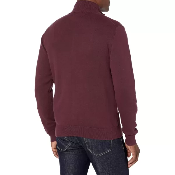 Amazon Essentials Mens FullZip Cotton SweaterBurgundy